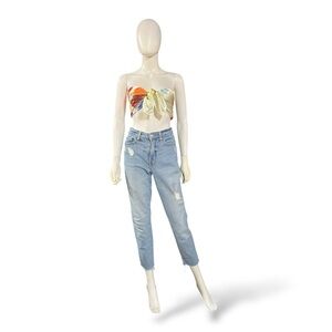 Old Navy Blue OG Straight Medium Light Worn Cutoff Denim, 6